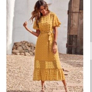 NWT Shein Belted Swiss Dot Dress